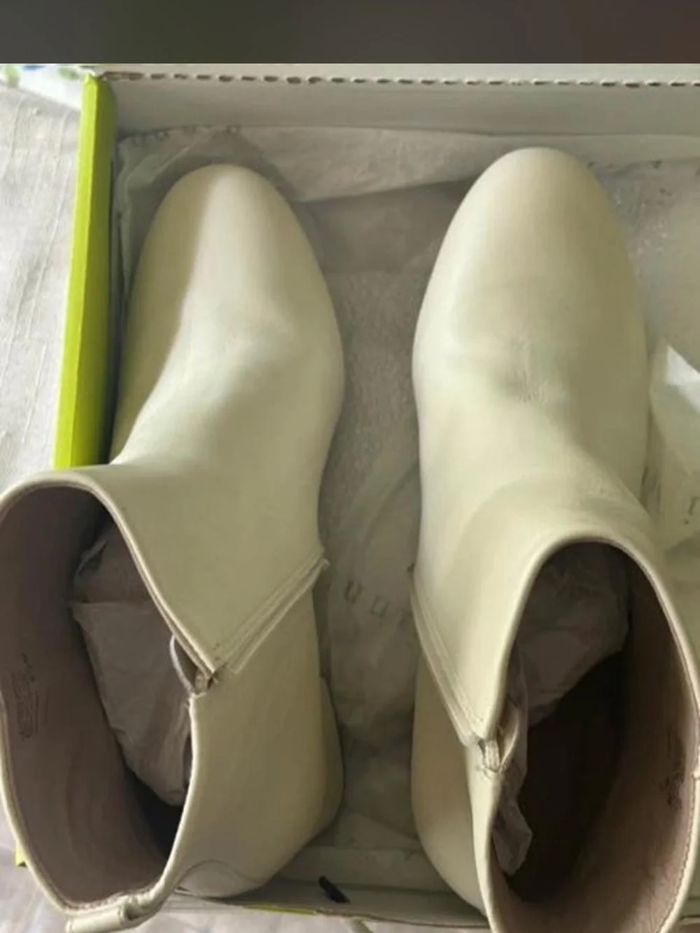 Gianni Bini Creamy White Ankle Boots with Block Heel